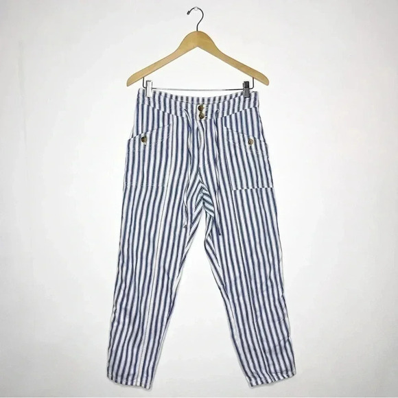 American Eagle High Rise Taper Cotton Pants Striped Size 6 - Picture 2 of 9